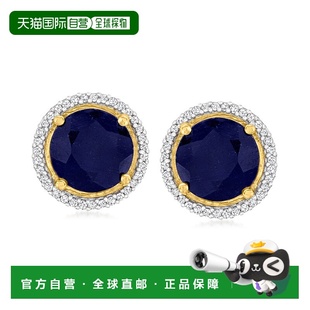西蒙斯蓝宝石和 simons罗斯 18kt 蓝色 自营 金钻石耳环 ross