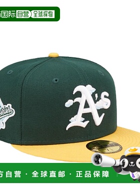 自营New Era 59Fifty MLB 奥克兰运动家队漫画云绿色/黄色贴合帽