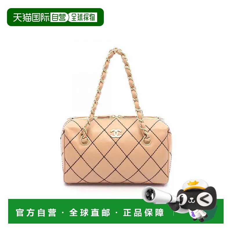 日本直邮中古Chanel香奈儿女包A级95新wild stitch羊皮托特包棕色