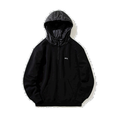 韩国直邮YALE PADDED HOODIE HALF ZIP-UP SWEATSHIRT BLACK卫衣Y