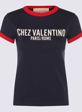 VALENTINO 女士T恤 7B3MG24D970BN4 AW2025 蓝色 Cotton T-Shirt
