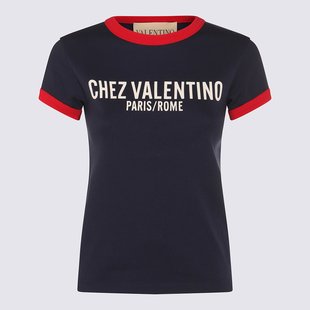 VALENTINO 女士T恤 7B3MG24D970BN4 AW2025 蓝色 Cotton T-Shirt
