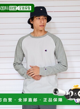 日本直邮Champion FW23 Basic系列 微弹刺绣小C-Logo 插肩袖拼接T