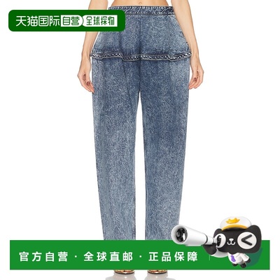 香港直邮Alaia 女士 收腰阔腿牛仔裤 AA9P1162T535A