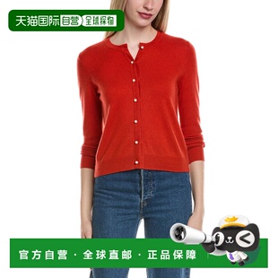 自营sofiacashmere珍珠珠羊毛和羊绒混纺开衫-橙色 美国奥莱直发