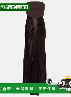 1h可退 香港直邮潮奢 Staud 女士 Wayfaring 褶皱无肩带中长连衣