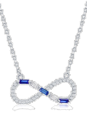 自营 simona纯银圆形和长方形 CZ 无限项链 - 仿宝石 - 蓝色 美国