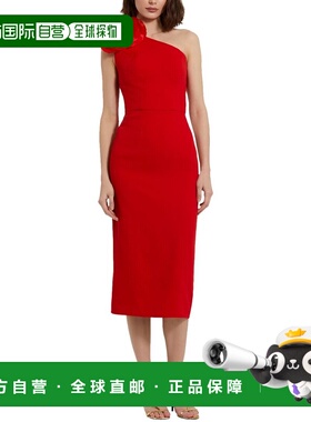 自营Mac Duggal单肩Midi连衣裙-红色 美国奥莱直发包臀裙