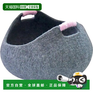 Nepal 丸真 天然篮子 大号 手工羊毛毡储物篮 灰色 日本直邮