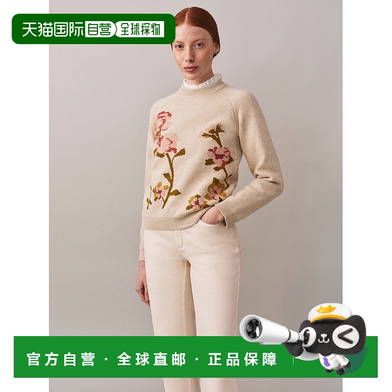 自营欧洲直邮Bonpoint小樱桃 Nottingham女士米白色花卉刺绣针织