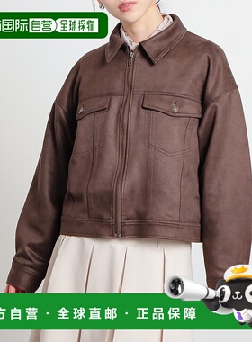 1h可退 日本直邮Honeys女士宽松短款仿麂皮夹克半拉链设计 592428