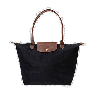 香港直发珑骧 LONGCHAMP 女士黑色LE PLIAGE系列织物大号长柄可折