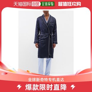 香港直邮潮奢 男士 拼缀口袋滚边真丝睡袍 Zimmerli