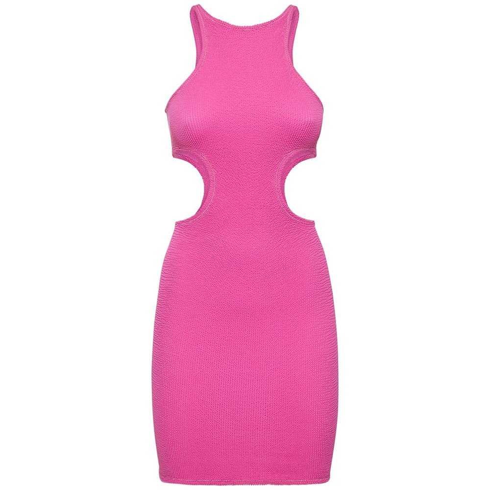 潮奢 reina olga 女士 Ele镂空褶皱弹力迷你连衣裙