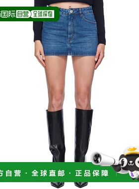 1h可退 香港直邮潮奢 Ami Paris 女士 蓝色褪色牛仔短裙 FSK035DE