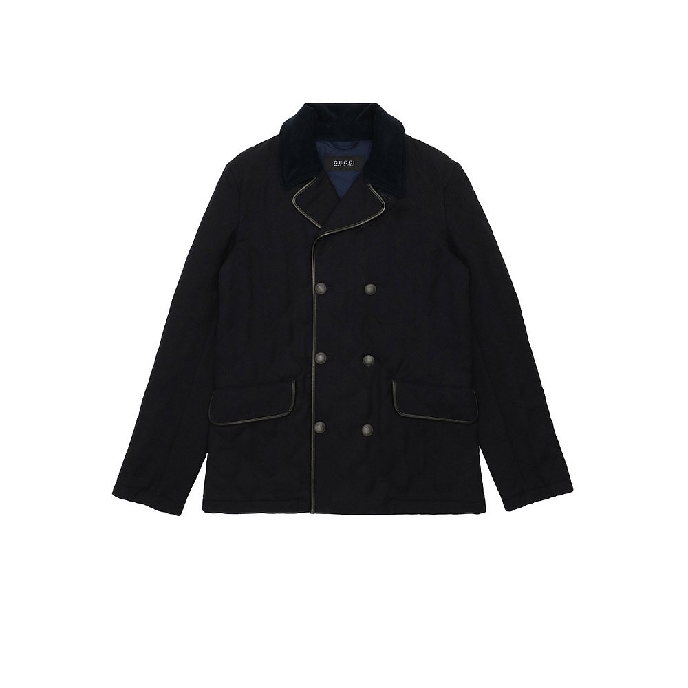 GUCCI 男士夹克 381010Z69874185 AW2022 黑色 双排扣休闲夹克