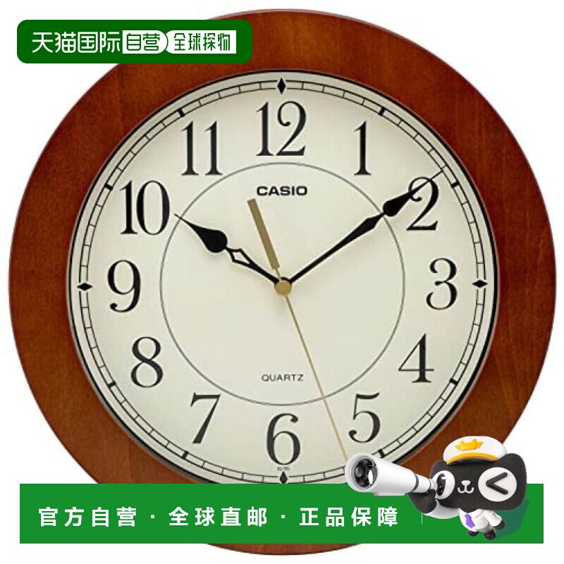 【日本直邮】Casio卡西欧挂钟棕指针木纹跳秒秒针26cmIQ-135-5JF