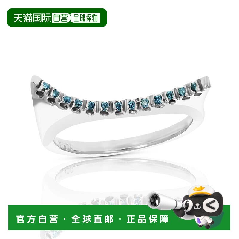 自营 vir jewels 1/12 cttw 蓝色钻石结婚戒指 10K 白金圆形新娘