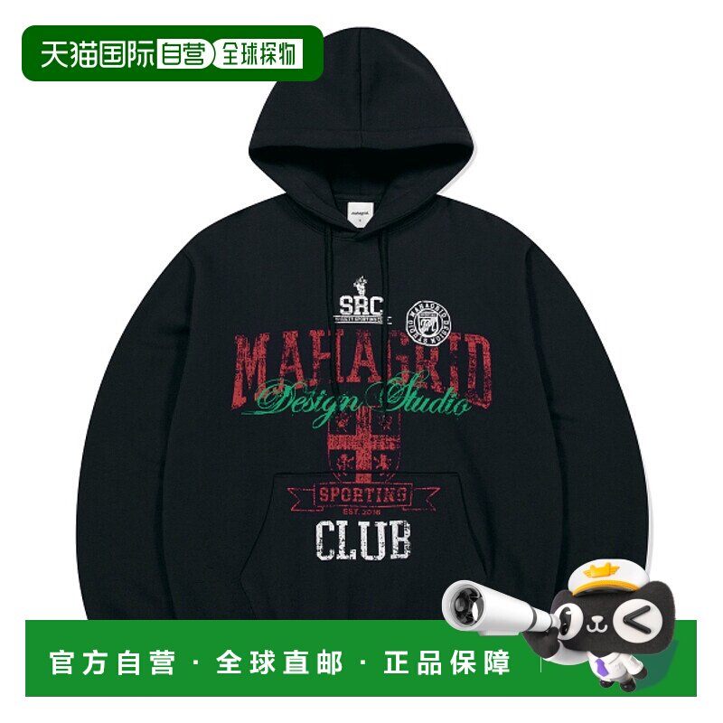 韩国直邮MAHAGRID 男士连帽衫MG2EFMM414ABK SPORTING CLUB HOODI