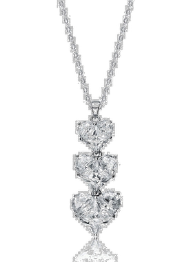 自营 geneviveC.Z.纯银镀铑三心形吊坠 - 白色 美国奥莱直发