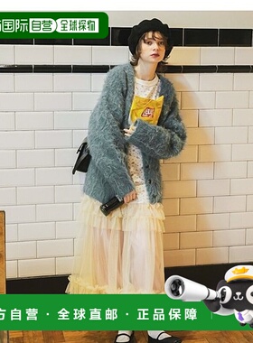 1h可退 日本直邮【forksy.】怪兽毛绒宽松V领开衫针织牛仔套头衫