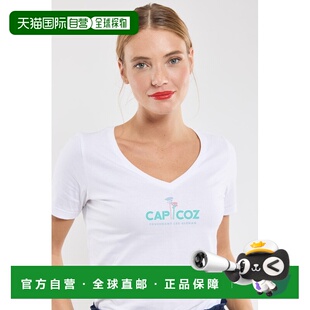 自营欧洲直邮Armor Lux 女士白色/科兹角2025印花V领短袖T恤