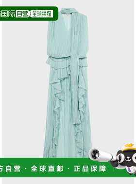 1h可退 香港直邮Blumarine 蓝色情人 女士 4A244A CHIFF 褶裥连衣