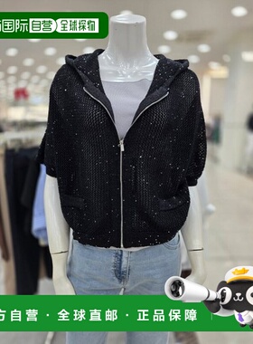 韩国直邮THE IZZAT 亮片闪光网眼拉链开衫 IR8CD8411390