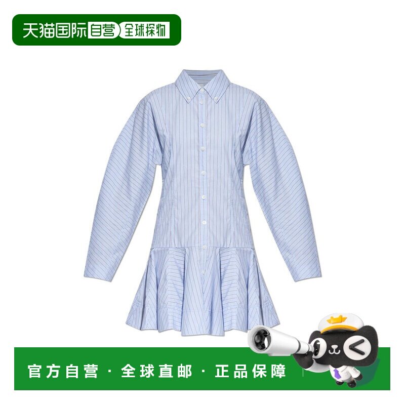 1h可退 香港直邮GANNI 甘尼 女士 条纹衬衫连衣裙 W1101 blue蓝色