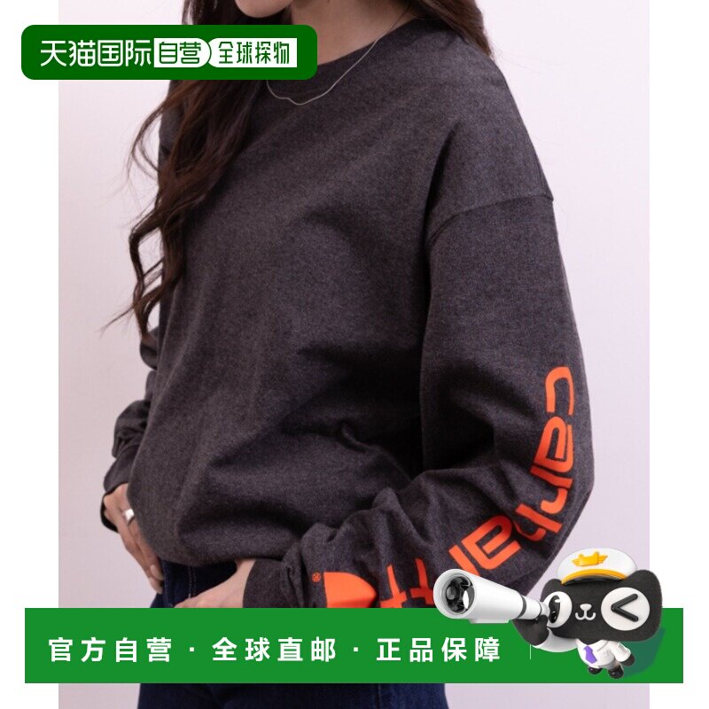 1h可退 日本直邮Carhartt 男女同款 长袖T恤 袖标大logo重磅棉质o图片