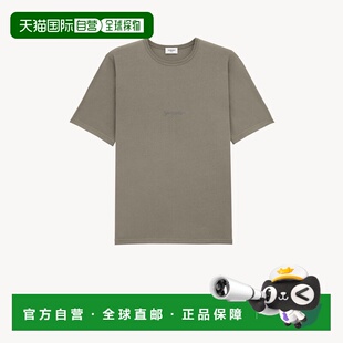 T恤 灰褐色棉圆领短袖 自营欧洲直邮YSL圣罗兰 男士