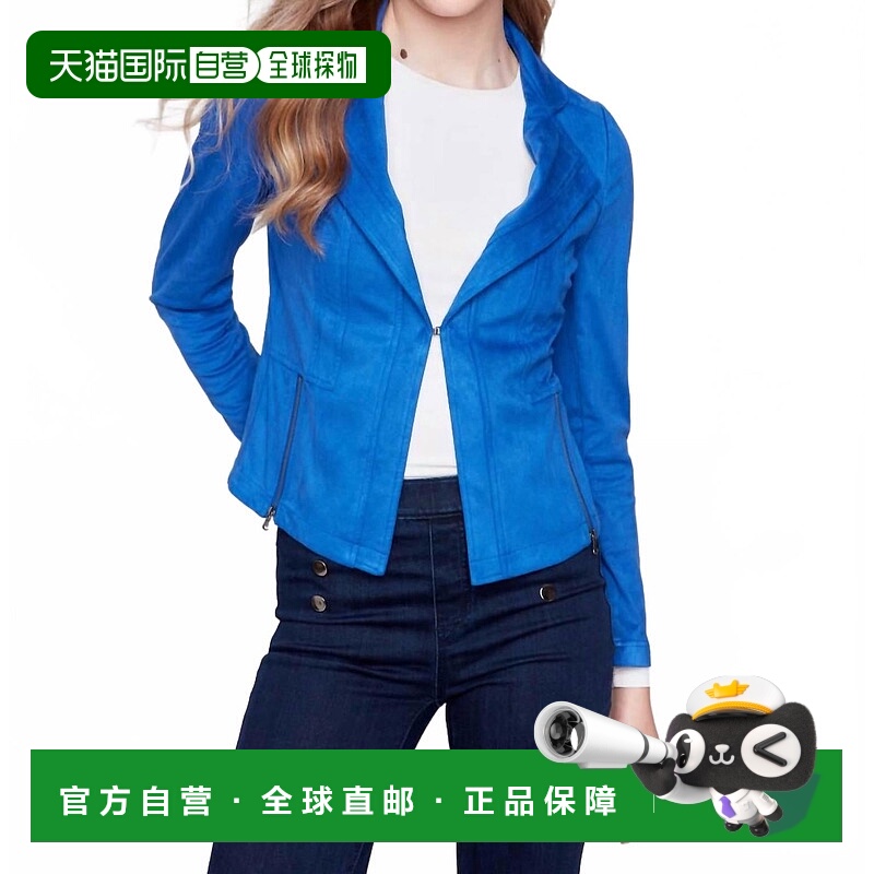 自营charlie bVintage Leather Motocycle Jacket In Sapphire -