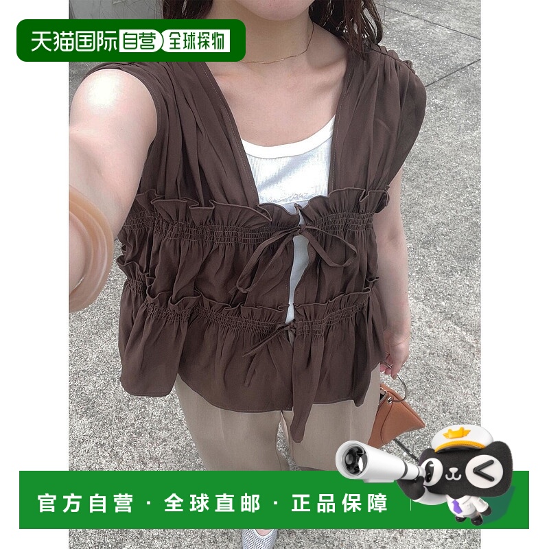 1h可退 日本直邮ehka sopo 女士 甜美蝴蝶结无袖衬衫 27013812513