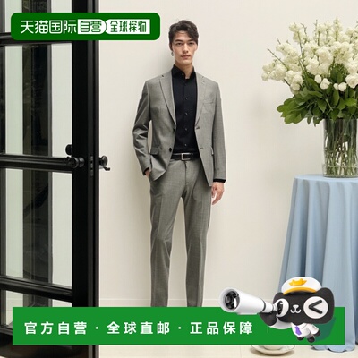 自营 bossSlim-fit shirt in easy-iron poplin - black 美国奥莱