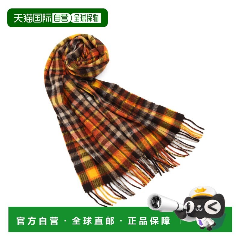 1h可退 日本直邮Joshua Ellis 男装 全羊绒 纯色围巾 细腻格纹设