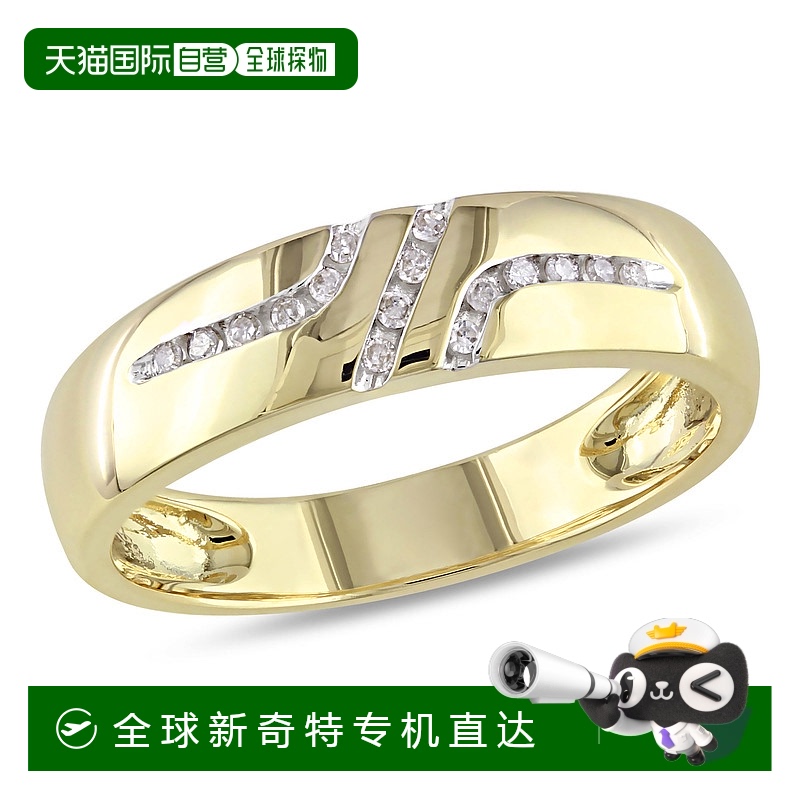美国直邮Julianna B男士戒指10k黄金镶圆形白色钻石日常通勤
