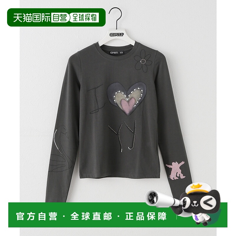 1h可退 日本直邮OPEN YY 女装宽松I LOVE YY珠饰针织T恤 25070318