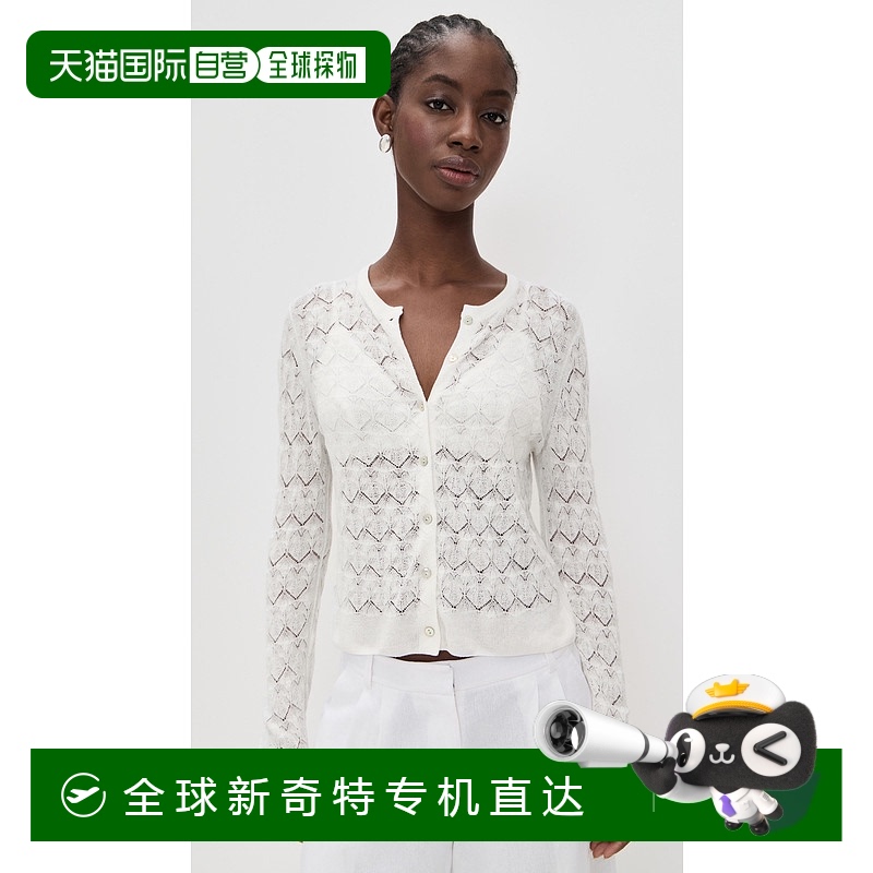 1h可退 香港直邮VINCE 女士 蕾丝缝线针织开衫 white白色 舒适时