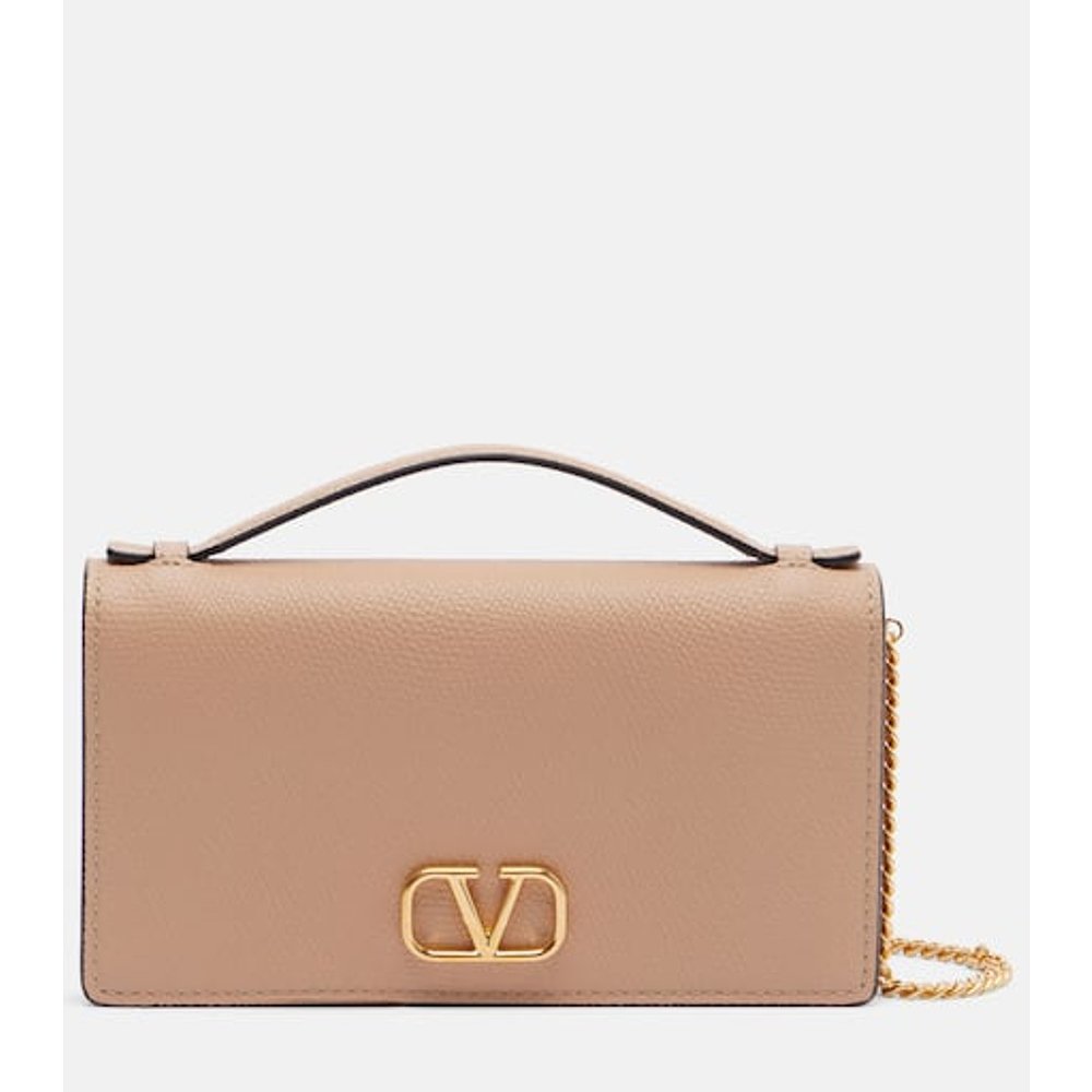 潮奢 Valentino 华伦天奴 女士 VLogo 皮革链带钱包