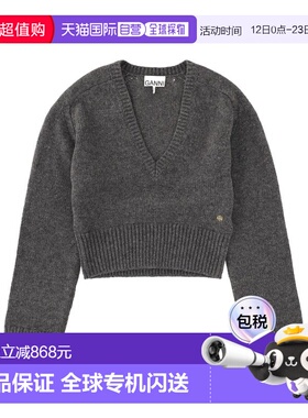 1h可退 香港直邮GANNI 甘尼 女士 V领套头衫 K2629 grey灰色 舒适