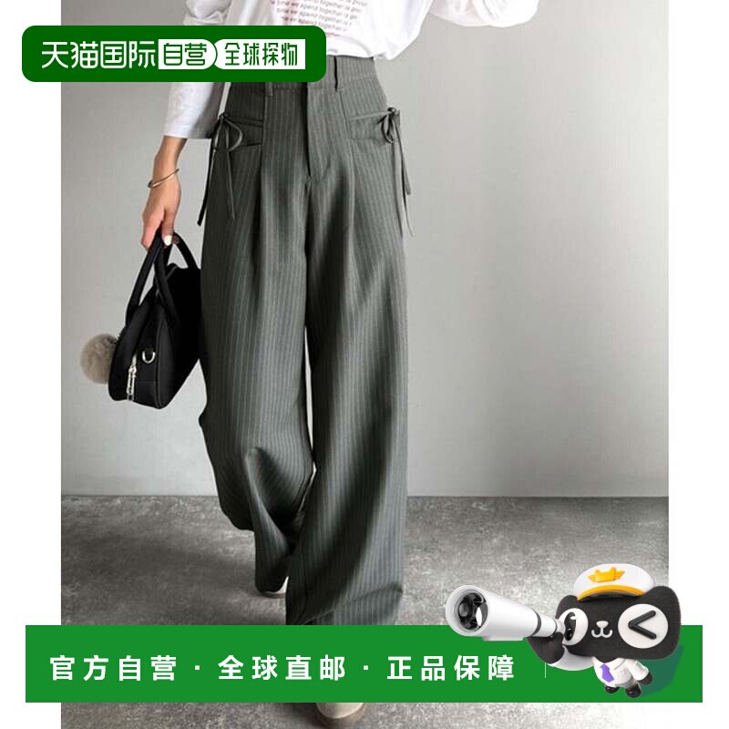 日本直邮milly bilet 灰色条纹 褶皱蝴蝶结 阔腿裤 预售中西装裤