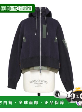 香港直邮Sacai 长袖连帽拼接卫衣 SCW344