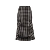 000895 女士 巴黎世家 格纹羊毛中长半身裙 Balenciaga