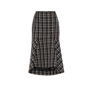 格纹羊毛中长半身裙 女士 000895 巴黎世家 Balenciaga