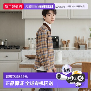 1h可退 日本直邮BEAMS 复古格子纹工作衬衫可外穿格纹灯芯绒宽松