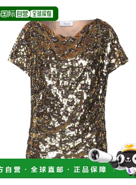 1h可退 香港直邮潮奢 Blumarine 蓝色情人 女士 T恤 metal金属色