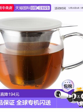 【日本直邮】FOR LIFE芙莱馥 茶壶 玻璃 355ml滤网盖子白色 832