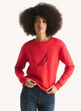 【美国奥莱】直发 Nautica 女式亮片 J-Class 运动衫 - 亮红色