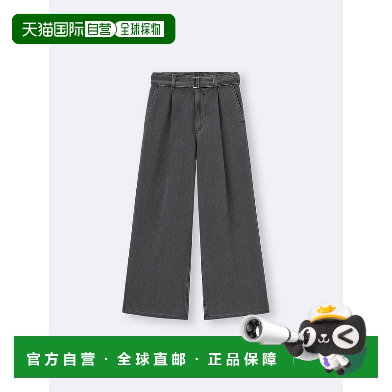日潮跑腿GU极优 浅色牛仔腰带宽裤+OS美国规格 08 DARK GRAY WOME