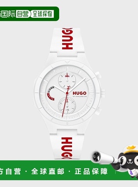 自营欧洲直邮HUGO BOSS雨果HUGO RED白色手表 配带徽标的硅胶表带